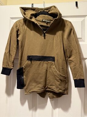 Kong Olive Brown Hooded Pullover with Black Trim